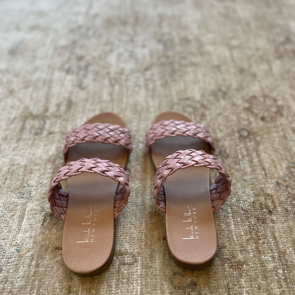 Nicole Miller, Braided Double Band Flat Sandals, Dusty Pink, Size 6 - Picture 6 of 10